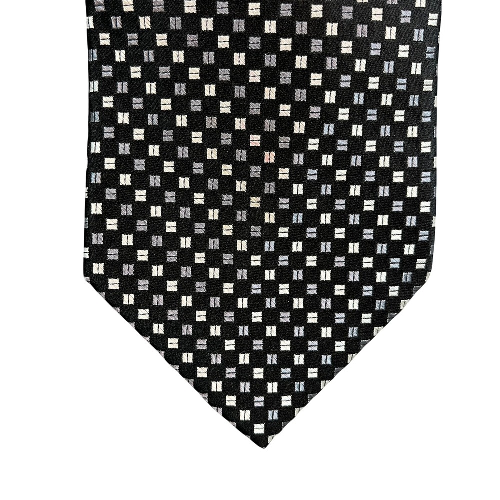 Covington Mens Necktie Black Grey White Geometric Square Pattern M52787 New